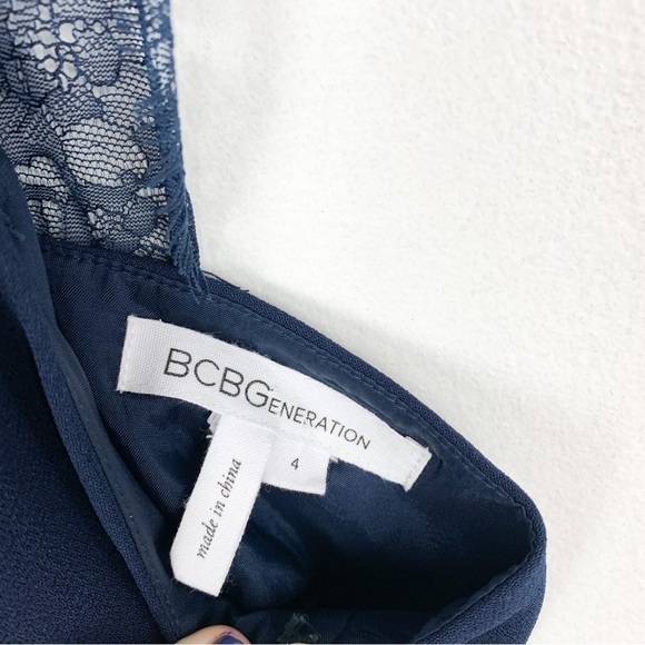 BCBGeneration Navy Blue Lace Skater Style Cocktail Dress Sz 4 - Picture 7 of 9